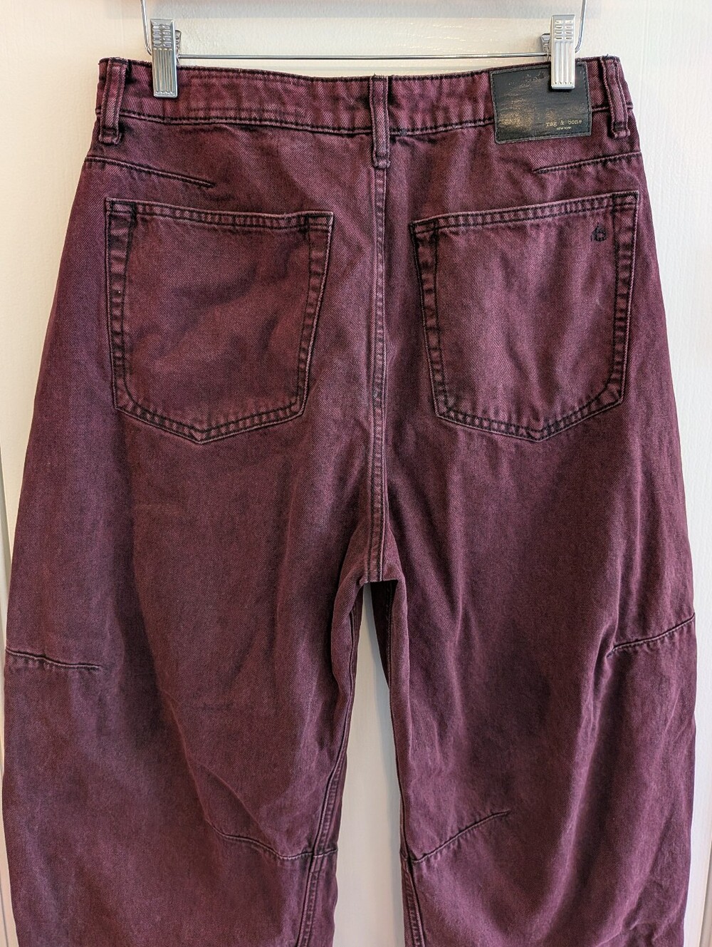 Rag & Bone Charlie High Rise Ankle Barrel Leg Jeans Burnt Burgundy Denim Size 27 - Picture 9 of 15